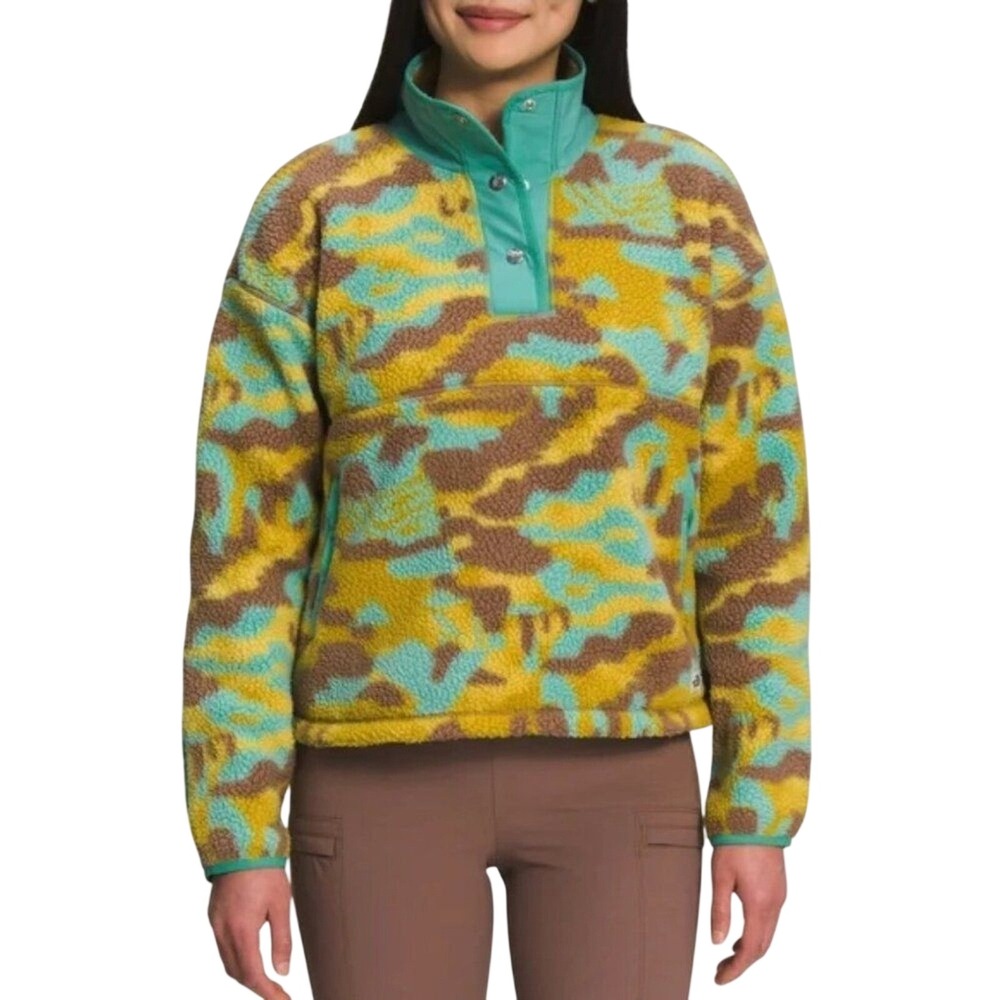 The North Face Women's Cragmont 1/4 Snap Fleece Camo Pullover NWT XL